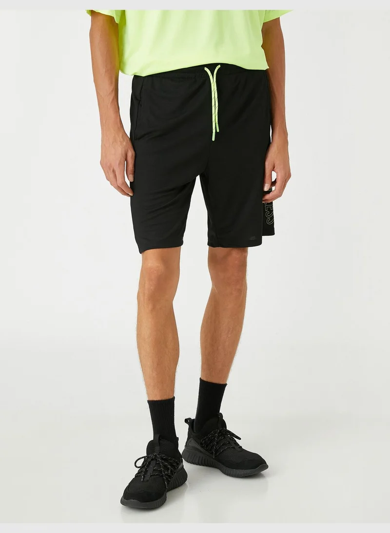 KOTON Sport Shorts Slogan Printed Drawstring