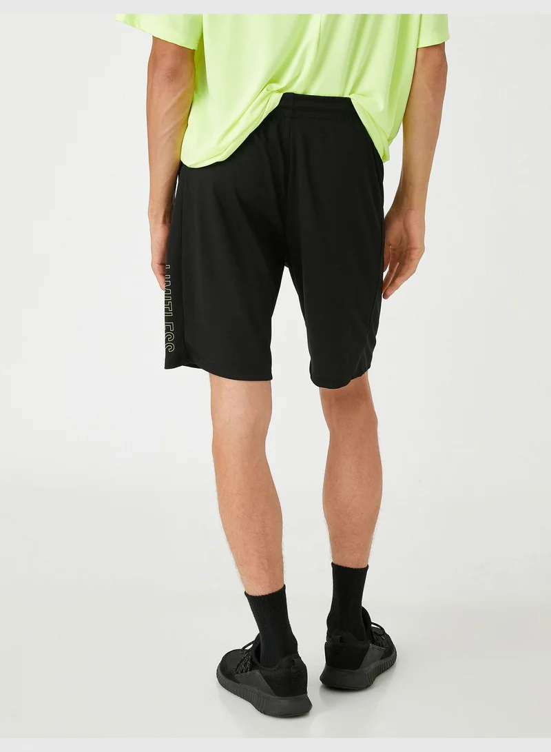 KOTON Sport Shorts Slogan Printed Drawstring