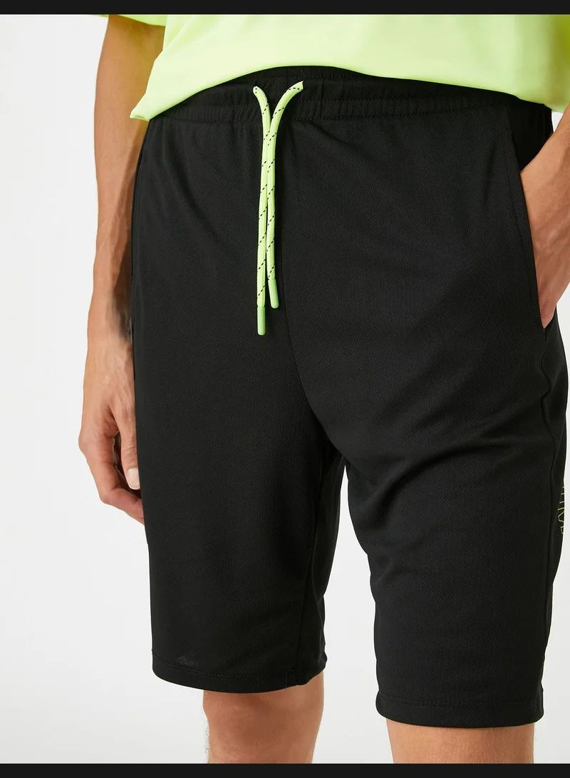 KOTON Sport Shorts Slogan Printed Drawstring
