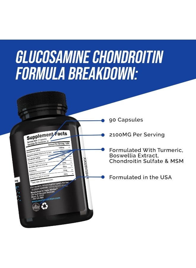 ORPHIC NUTRITION Glucosamine Chondroitin MSM 2100MG (90 Caps) - Joint Support Supplement for Men & Women - Image 4