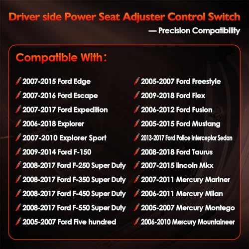 ATRACYPART Power Seat Adjustment Switch Front Driver Side for 6 Way Compatible with Ford F150 F250 F350 Explorer Lincoln MKX & More Replace# 9L3Z-14A701-A, PSW5, 9L3Z14A701A - Image 2