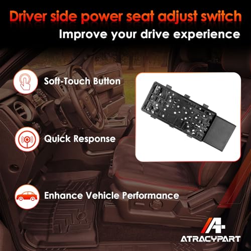 ATRACYPART Power Seat Adjustment Switch Front Driver Side for 6 Way Compatible with Ford F150 F250 F350 Explorer Lincoln MKX & More Replace# 9L3Z-14A701-A, PSW5, 9L3Z14A701A - Image 5