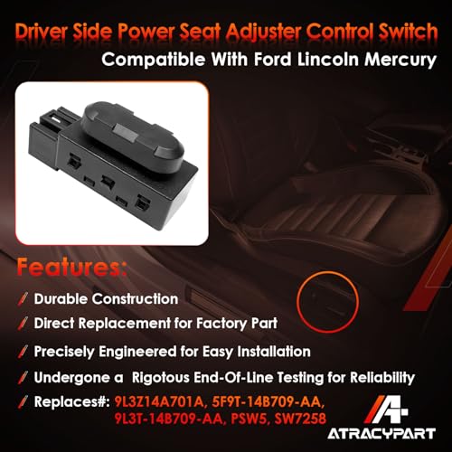ATRACYPART Power Seat Adjustment Switch Front Driver Side for 6 Way Compatible with Ford F150 F250 F350 Explorer Lincoln MKX & More Replace# 9L3Z-14A701-A, PSW5, 9L3Z14A701A - Image 3