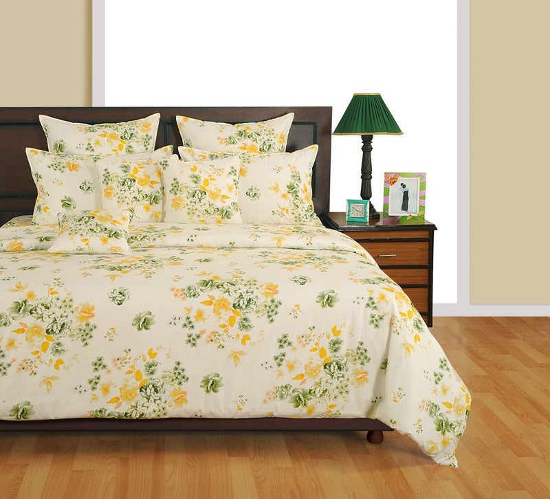 Swayam Pure Cotton Double Bedsheet with 2 Pillow Covers | Size 90 x 100 inch | 160 TC | Floral Design | Soft Breathable Bed Sheet | Comfortable & Durable for Bedroom - Cream & Yellow - Image 5