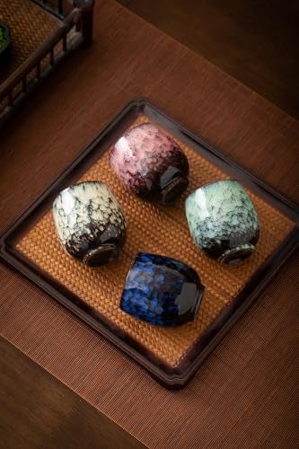 Lxuwbd Jianzhan Ceramic Teacup, Kung Fu Tea Set, Coffee cup，Yerba Mate Set Ceramic Mate CupSet of 4 (4 colors) - Image 2