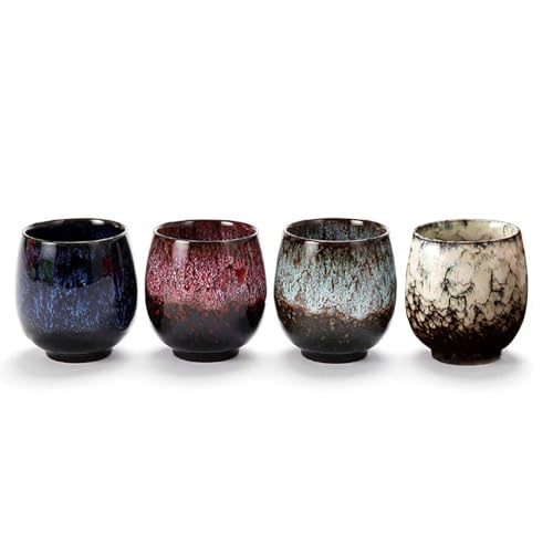 Lxuwbd Jianzhan Ceramic Teacup, Kung Fu Tea Set, Coffee cup，Yerba Mate Set Ceramic Mate CupSet of 4 (4 colors) - Image 1