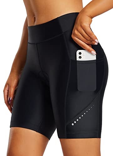 baleaf Women's Cycling Shorts 4D Padded Bike Shorts Bicycle Biking Gear 7" Biker Shorts with Pockets UPF50+ Black M - Image 2