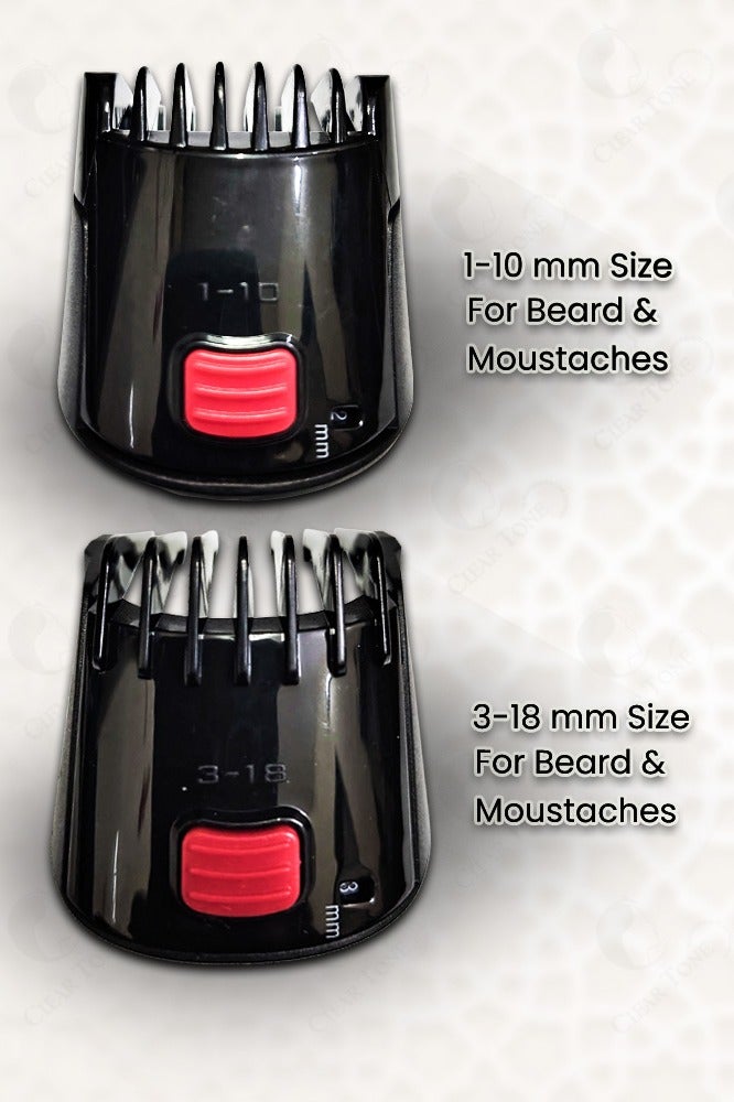 دينجلينج مجموعة دنجلينج RF-687 اللاسلكية للعناية الشخصية 10 في 1 - ماكينة تشذيب شعر احترافية مع ماكينة تشذيب شعر الأذن والأنف، بطاريتين قابلتين للشحن بسعة 600 مللي أمبير/ساعة | استخدام لمدة 45 دقيقة | تقنية شفرة حادة دقيقة | خيارات ضبط اللحية والشارب | هيكل متين ومريح لقبضة مثالية | لون أسود - Image 5
