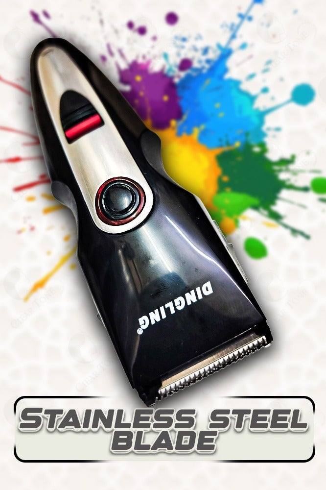 دينجلينج مجموعة دنجلينج RF-687 اللاسلكية للعناية الشخصية 10 في 1 - ماكينة تشذيب شعر احترافية مع ماكينة تشذيب شعر الأذن والأنف، بطاريتين قابلتين للشحن بسعة 600 مللي أمبير/ساعة | استخدام لمدة 45 دقيقة | تقنية شفرة حادة دقيقة | خيارات ضبط اللحية والشارب | هيكل متين ومريح لقبضة مثالية | لون أسود - Image 3