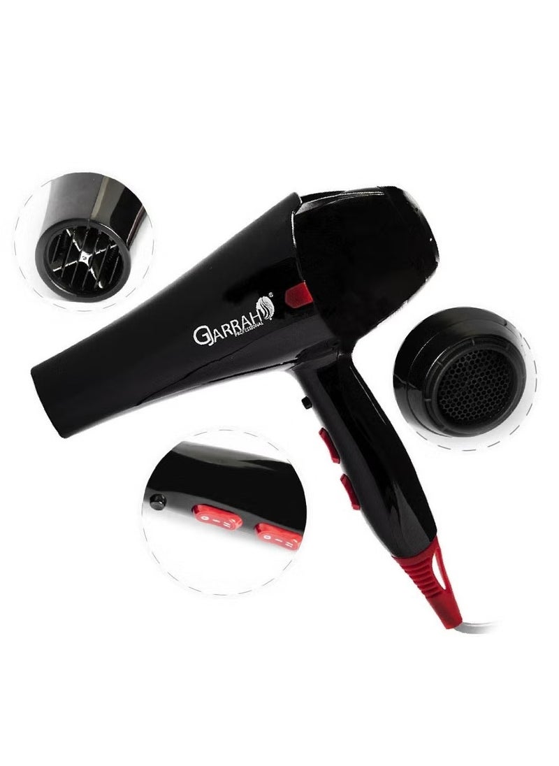 Gjarrah Gjarrah Professional Hair Dryer - Damage Protection, Multiple Settings, Powerful 2400W Black/Red  - Image 3