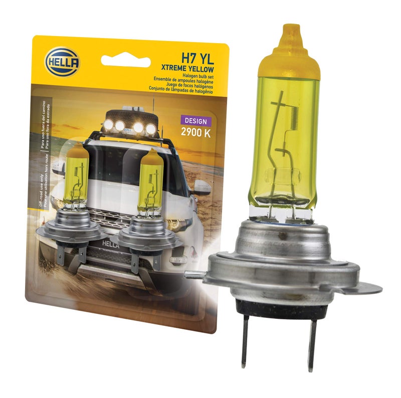 HELLA H7 YL Xtreme Yellow Bulb (12V 55W), 2 Pack - Image 1