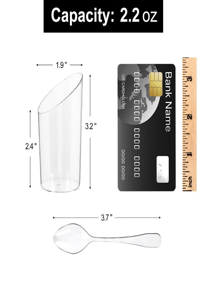 Qeirudu 100 Pack Mini Dessert Cups with Spoons - 2.2 oz Clear Plastic Parfait Cups Reusable Shooter Glasses Small Serving Cups for Tasting Party Desserts Appetizer - Image 2