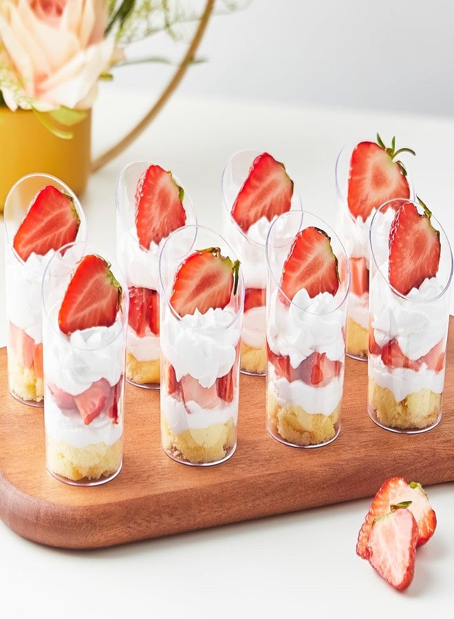 Qeirudu 100 Pack Mini Dessert Cups with Spoons - 2.2 oz Clear Plastic Parfait Cups Reusable Shooter Glasses Small Serving Cups for Tasting Party Desserts Appetizer - Image 5