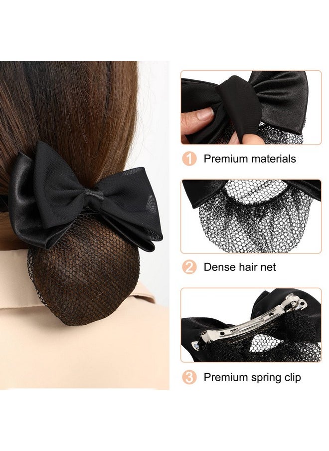 Beaupretty Beaupretty 2 Pieces Hair Snood Net Barrette Mesh Clip Elastic Butterfly Bun Bow Headdress for Lady Women Dance Office (Black)  - Image 3