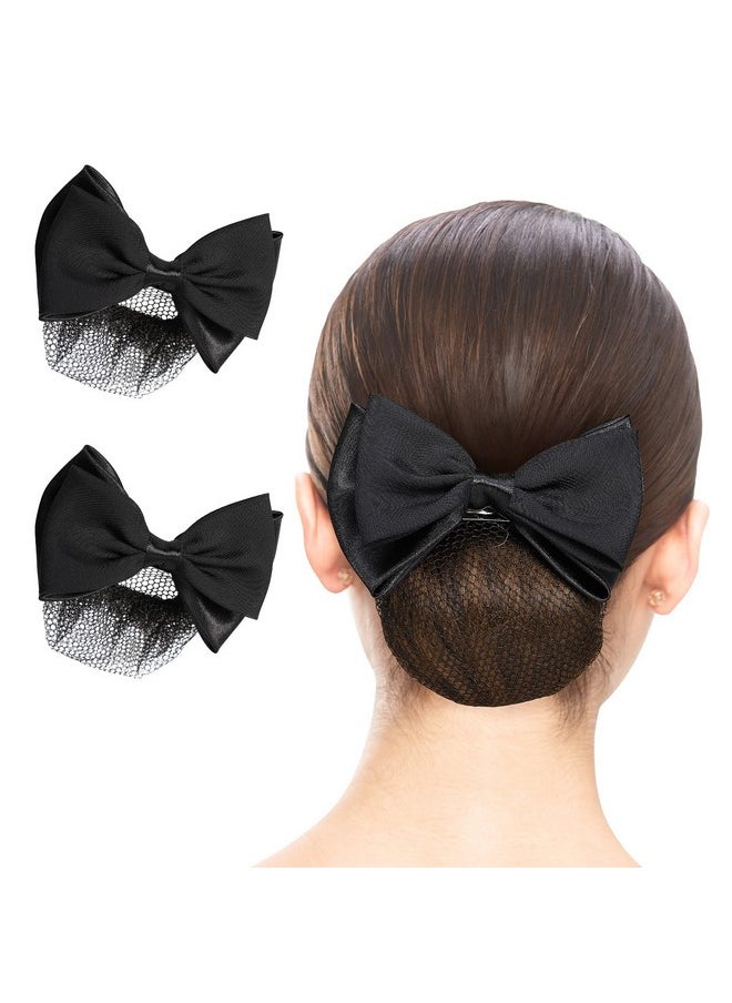 Beaupretty Beaupretty 2 Pieces Hair Snood Net Barrette Mesh Clip Elastic Butterfly Bun Bow Headdress for Lady Women Dance Office (Black)  - Image 1