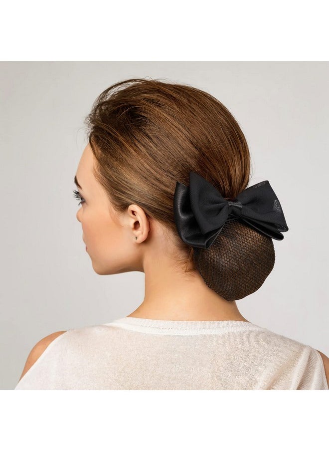 Beaupretty Beaupretty 2 Pieces Hair Snood Net Barrette Mesh Clip Elastic Butterfly Bun Bow Headdress for Lady Women Dance Office (Black)  - Image 5