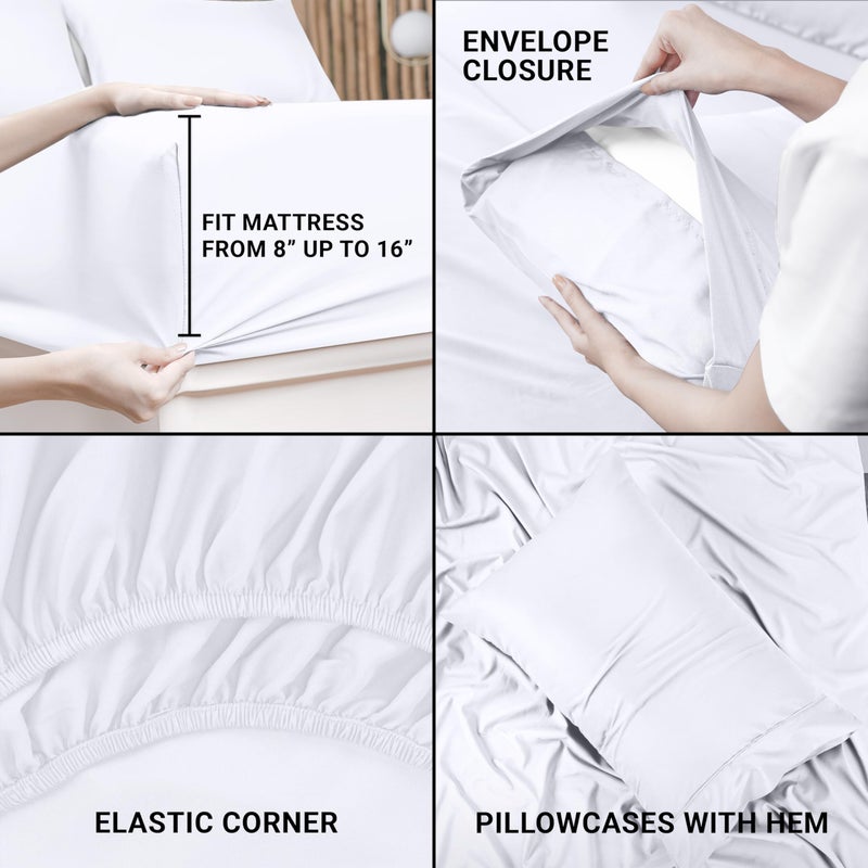 Utopia Bedding Twin Bed Sheets Set - 3 Piece Bedding - Brushed Microfiber - Shrinkage and Fade Resistant - Easy Care (Twin, White) - Image 4