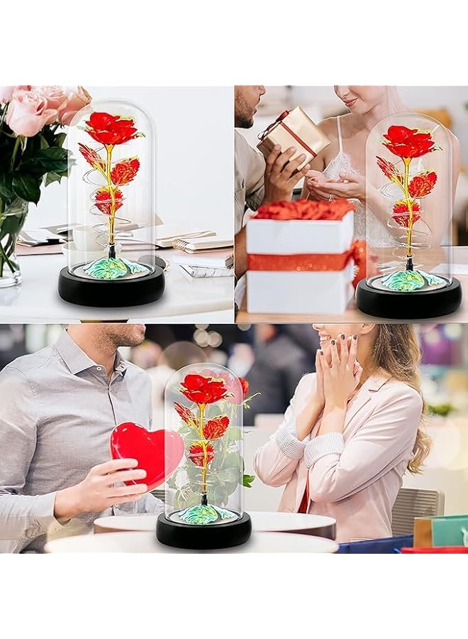 The Bros Rose Flower Gift Valentine's Day Led Light String on The Colorful Flower, Lasts Forever in A Glass Dome, Unique Gifts for Women, Wedding, Anniversary and Birthday Gifts for Mom - Image 4