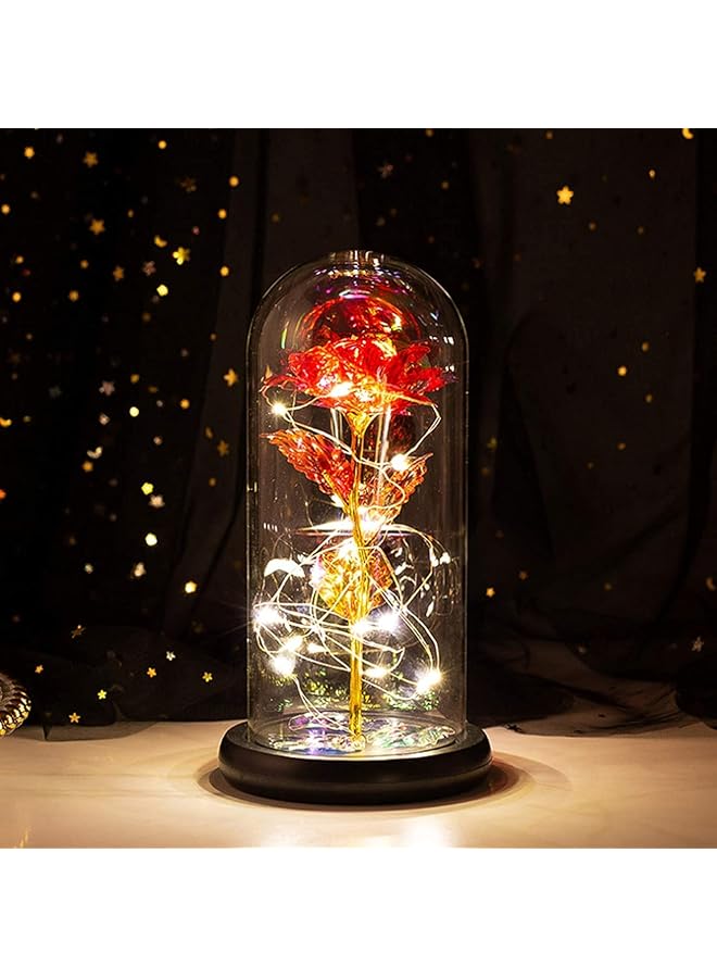 The Bros Rose Flower Gift Valentine's Day Led Light String on The Colorful Flower, Lasts Forever in A Glass Dome, Unique Gifts for Women, Wedding, Anniversary and Birthday Gifts for Mom - Image 1