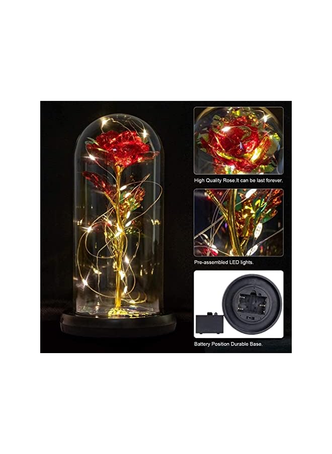 The Bros Rose Flower Gift Valentine's Day Led Light String on The Colorful Flower, Lasts Forever in A Glass Dome, Unique Gifts for Women, Wedding, Anniversary and Birthday Gifts for Mom - Image 3