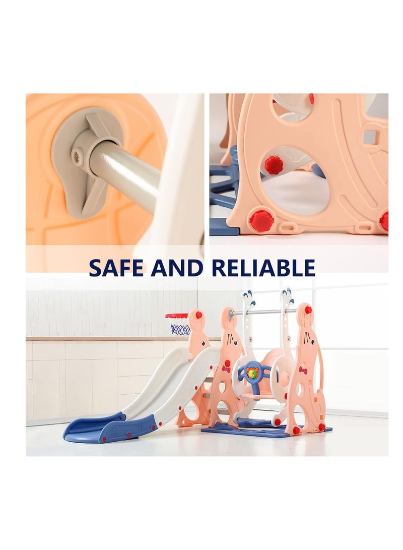 فول جوي مجموعة زحليقة وأرجوحة مع حلقة كرة سلة 3*1 للأطفال،مجموعة ملعب داخلي وخارجي للأطفال الصغار،مجموعة ألعاب متسلقة للأطفال - Image 5