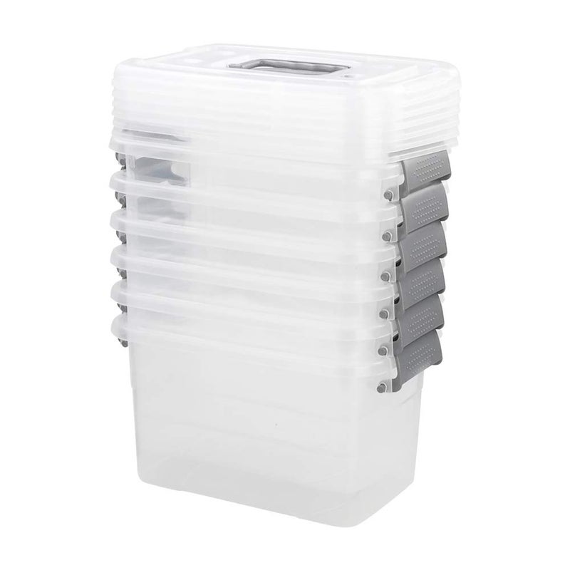 Saedy 5 Quart Latching Box Great Funtionality Plastic Storage Bin with Lid 6 Packs