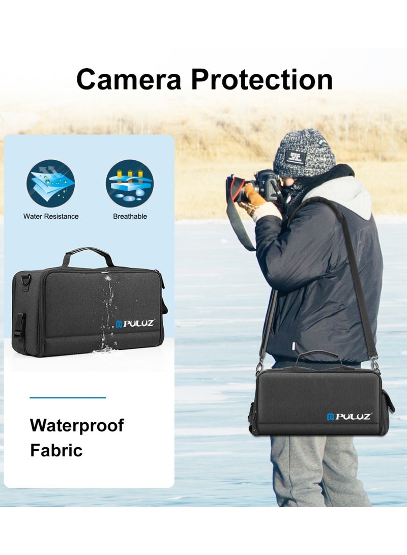 PULUZ Camera Bag Case Travel DSLR Camera Backpack for SLR DSLR, Lenses, Accessories Tablet Backpack Compatible for Sony/Canon/Nikon Camera and Lens Tripod Accessories,Multi-Layer Shockproof Camera Backpack with Insert Bag, Compatible with DSLR, SLR, Mirrorless, Lenses, Tripod & Accessories – Fits Canon, Nikon, Sony – Travel Photography Gear Organizer  - Image 4