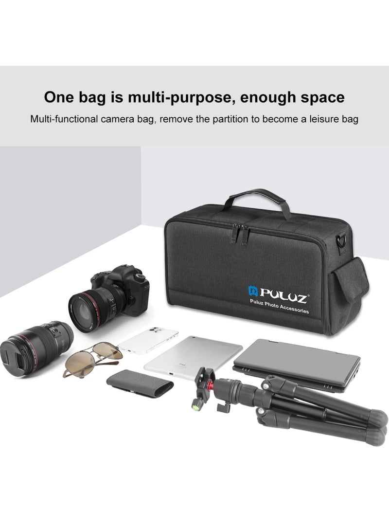 PULUZ Camera Bag Case Travel DSLR Camera Backpack for SLR DSLR, Lenses, Accessories Tablet Backpack Compatible for Sony/Canon/Nikon Camera and Lens Tripod Accessories,Multi-Layer Shockproof Camera Backpack with Insert Bag, Compatible with DSLR, SLR, Mirrorless, Lenses, Tripod & Accessories – Fits Canon, Nikon, Sony – Travel Photography Gear Organizer  - Image 5