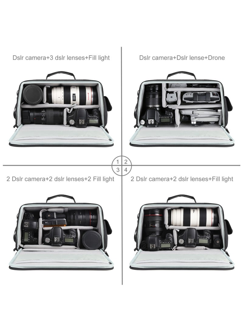 PULUZ Camera Bag Case Travel DSLR Camera Backpack for SLR DSLR, Lenses, Accessories Tablet Backpack Compatible for Sony/Canon/Nikon Camera and Lens Tripod Accessories,Multi-Layer Shockproof Camera Backpack with Insert Bag, Compatible with DSLR, SLR, Mirrorless, Lenses, Tripod & Accessories – Fits Canon, Nikon, Sony – Travel Photography Gear Organizer  - Image 2