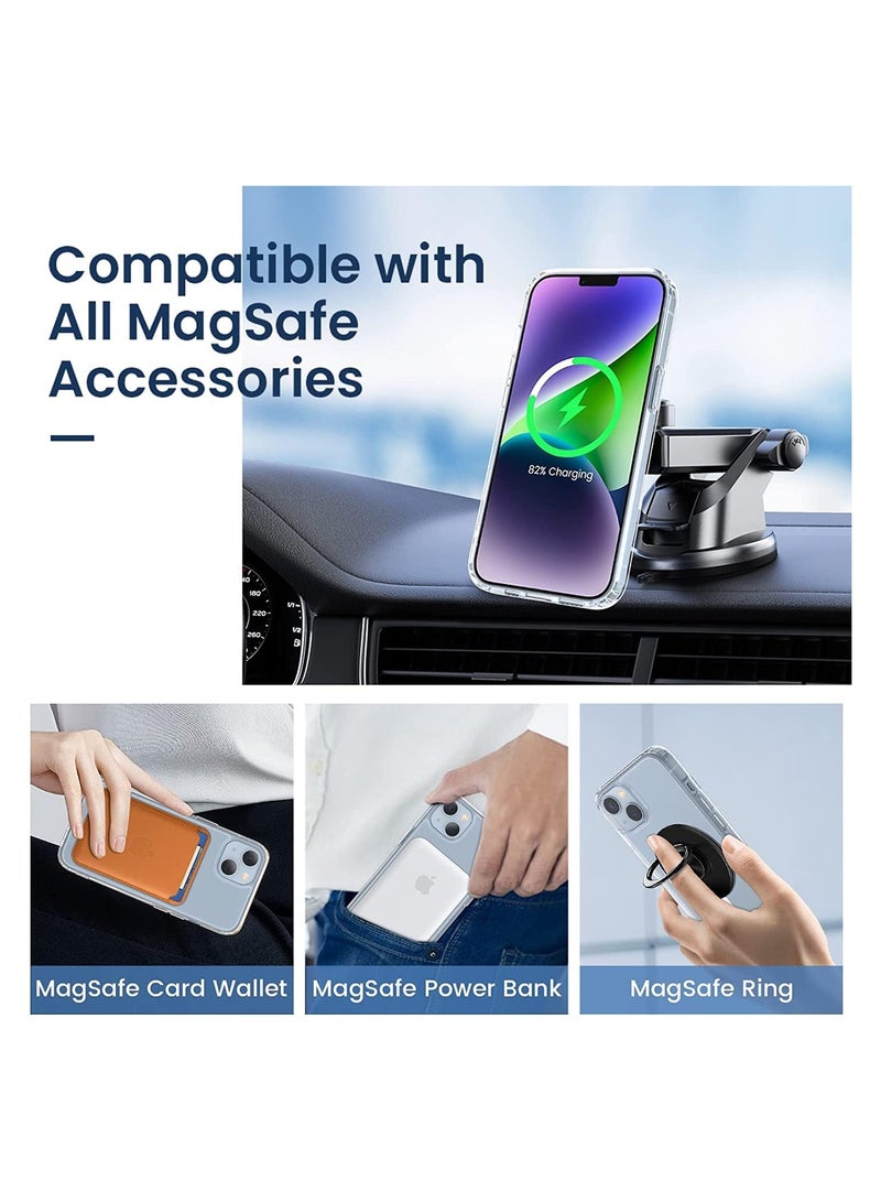 Clear Magnetic Case Compatible with iPhone 14 with Wireless Charging, Soft Silicone TPU Bumper Cover, Thin Slim Fit Hard Back Shockproof Anti-Yellow Protective Case - Image 2