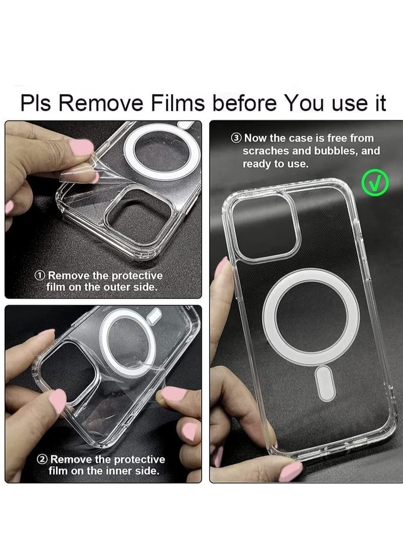 Clear Magnetic Case Compatible with iPhone 14 with Wireless Charging, Soft Silicone TPU Bumper Cover, Thin Slim Fit Hard Back Shockproof Anti-Yellow Protective Case - Image 4