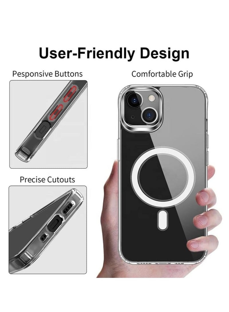 Clear Magnetic Case Compatible with iPhone 14 with Wireless Charging, Soft Silicone TPU Bumper Cover, Thin Slim Fit Hard Back Shockproof Anti-Yellow Protective Case - Image 3