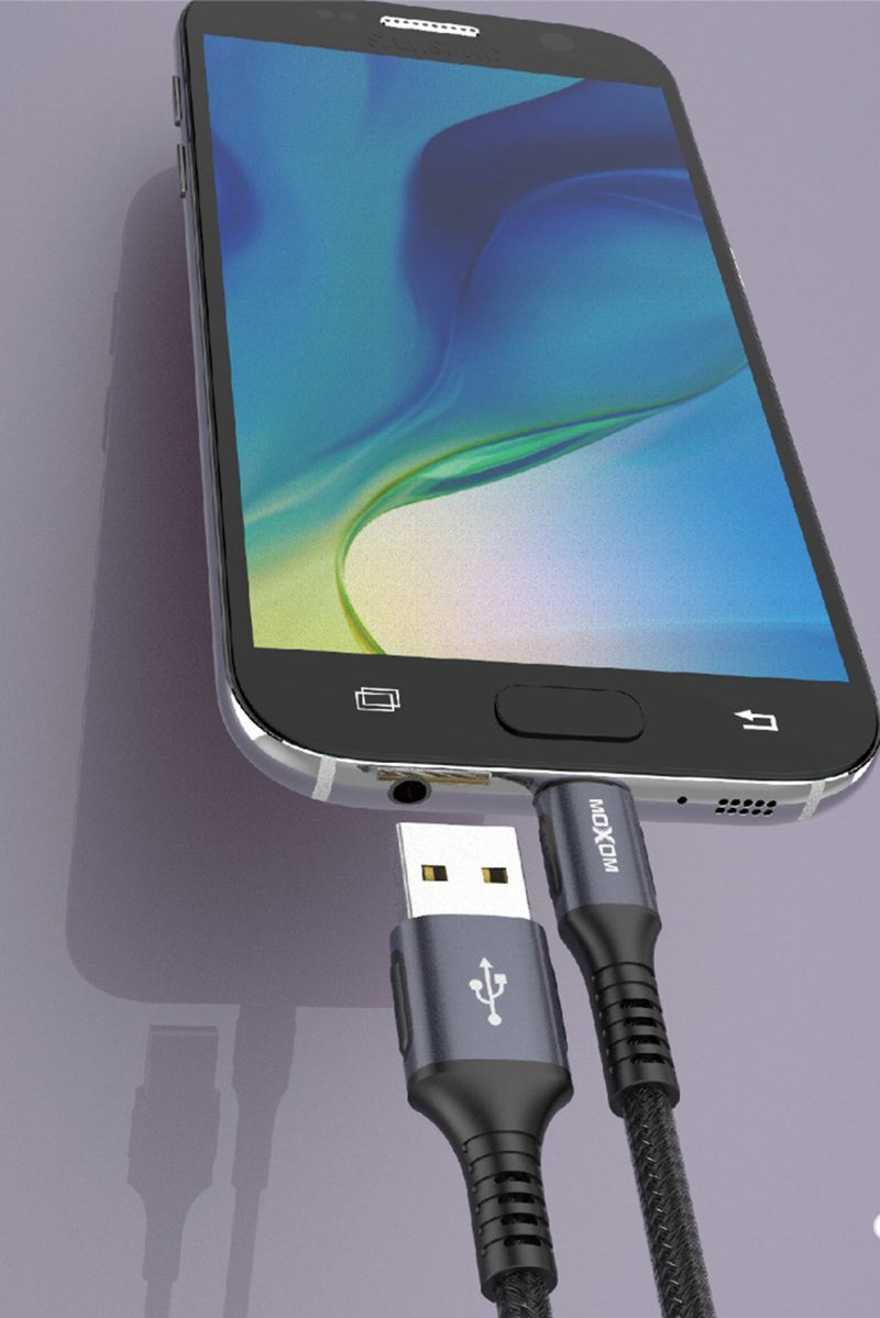 MOXOM CC81 - IP Fabri Charging Cable, Black