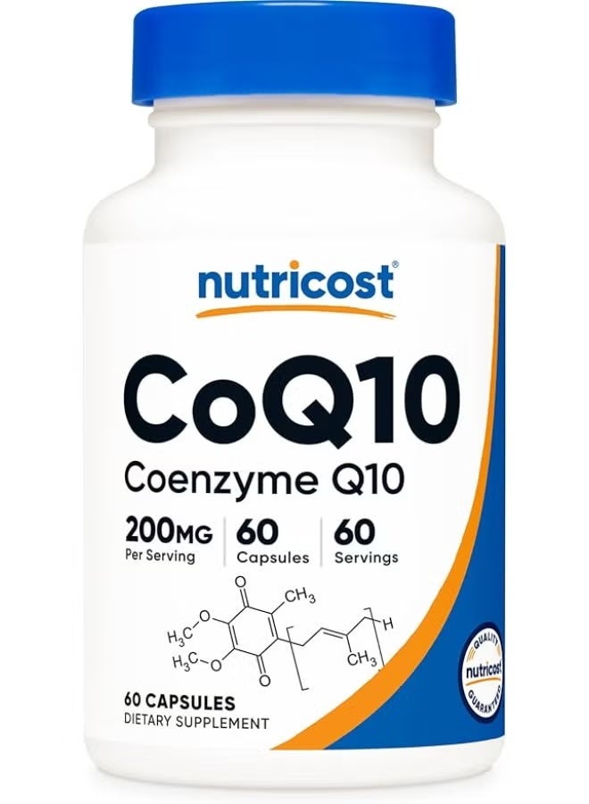 Nutricost CoQ10, 200 mg, 60 Capsules - 60 Servings - Coenzyme Q10 Supplement for Cellular Energy, Heart Health & Antioxidant Support - Image 1
