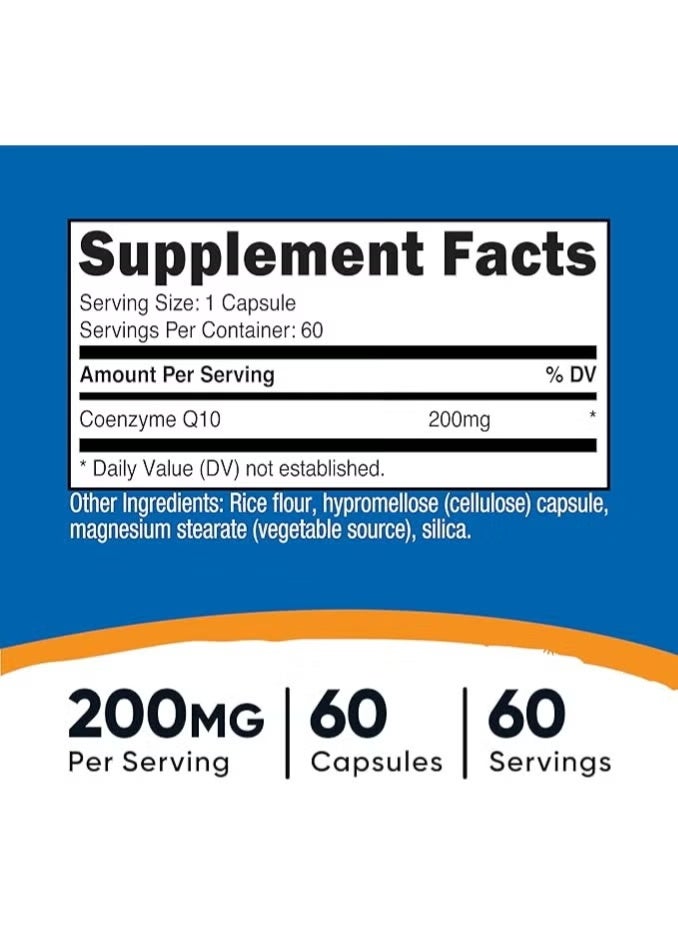 Nutricost CoQ10, 200 mg, 60 Capsules - 60 Servings - Coenzyme Q10 Supplement for Cellular Energy, Heart Health & Antioxidant Support - Image 2