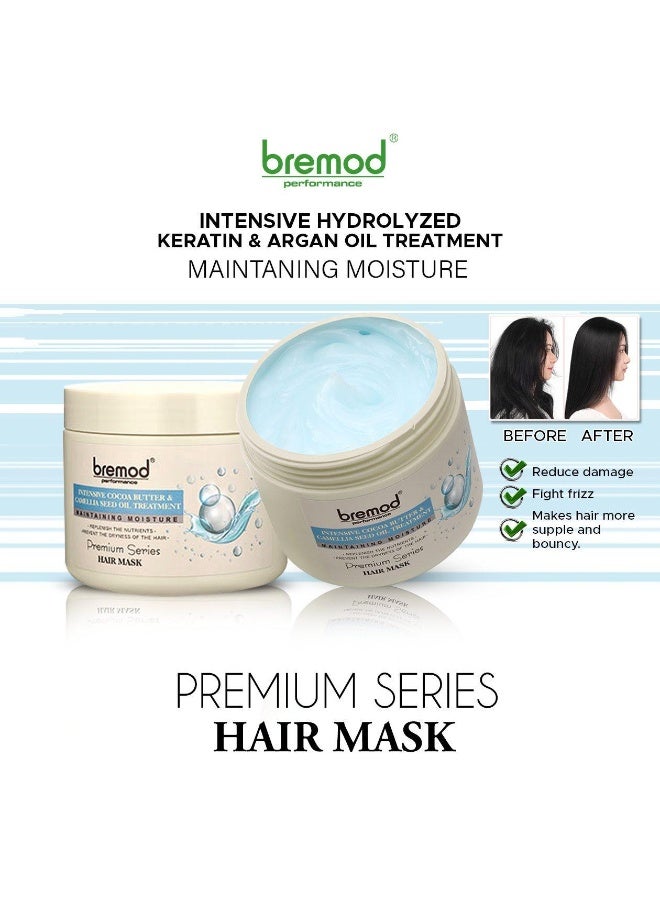 Bremod Premium Moisturizing Hair Mask with Hydrolyzed Keratin and Natural Argan Oil, Deep Repair Formula for Brittle Damaged Hair Providing Long Lasting Hydration Softness Shine and Frizz Protection - Image 1