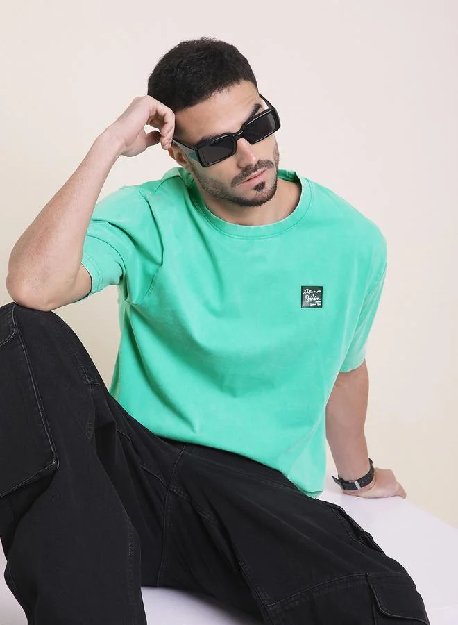 ديفيرينس أوف أوبينيون تيشيرت مطبع بقصة واسعة وغسيل حمضي للرجال