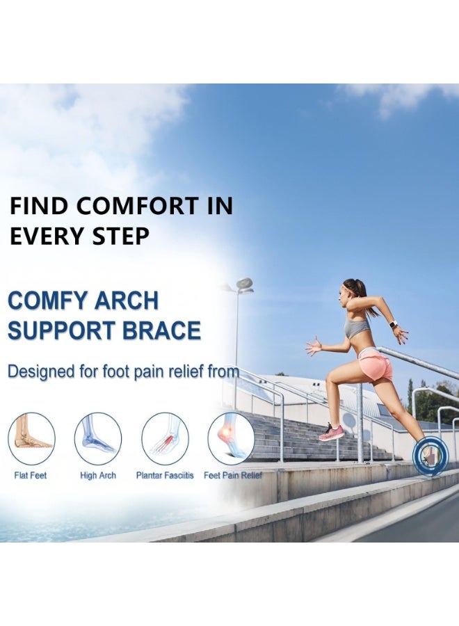 VIUAUAX دعامات دعم القوس، دعامات دعم القوس القابلة للارتداء والمطورة والمقاومة للانزلاق، تقويمات مدمجة، أربطة قابلة للتعديل، وسادات هلامية للأقدام المسطحة والقوس المرتفع والمنخفض للجنسين (لون البشرة) - Image 4