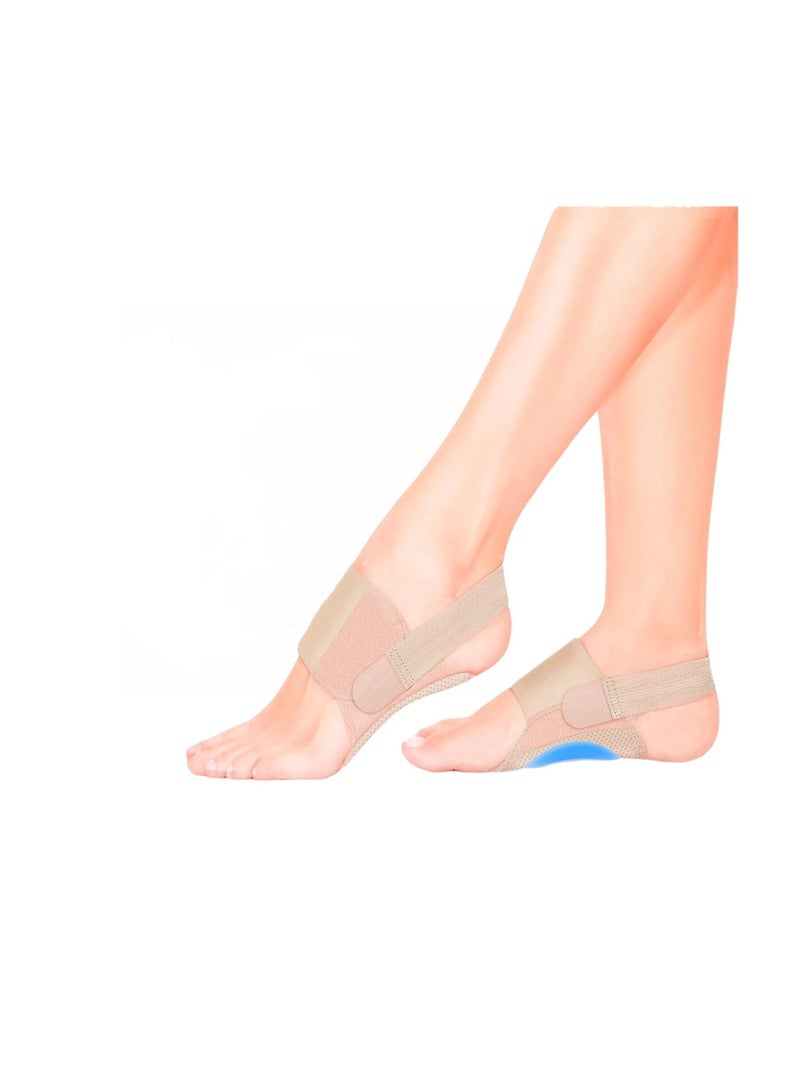 VIUAUAX دعامات دعم القوس، دعامات دعم القوس القابلة للارتداء والمطورة والمقاومة للانزلاق، تقويمات مدمجة، أربطة قابلة للتعديل، وسادات هلامية للأقدام المسطحة والقوس المرتفع والمنخفض للجنسين (لون البشرة) - Image 1