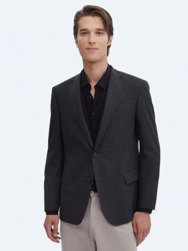 Kip Hard Coal Patterned Regular Fit Recycled Jacket