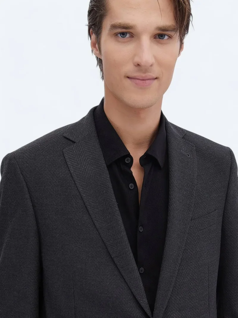 كيب جاكيت معاد تدويره بنمط الفحم الصلب، بقصة عادية