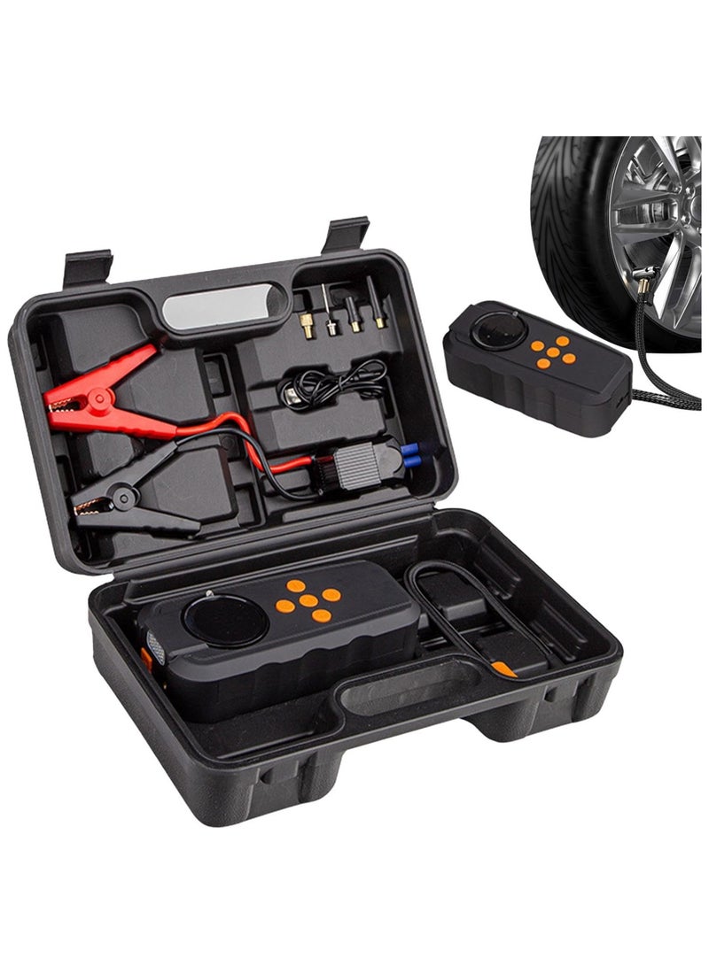 Denx Inflatable Emergency All- In- On Machine , Jump Starter - 14.8V LED Full Screen Display Jump Starter Power Pack - Lightweight Quick Inflation Jump Start Battery Pack for Car Motorcycle Cycling E-bikes  - Image 1