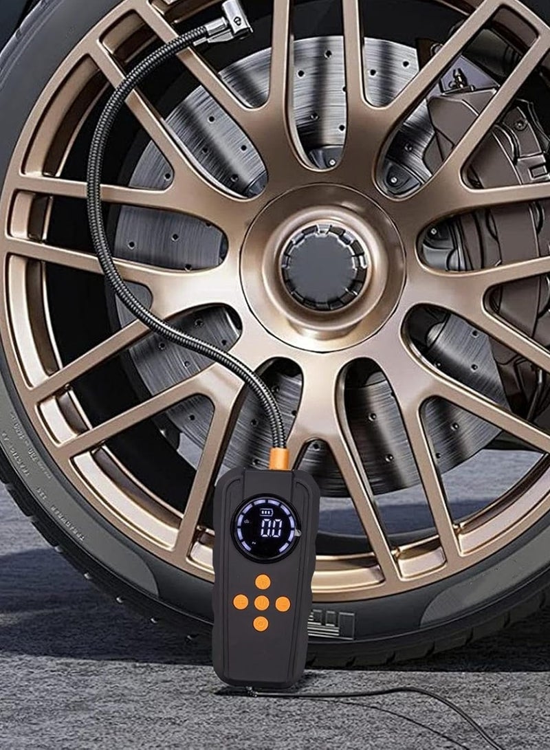 شاحن محمول مزود بإضاءة LED وحزمة طاقة 14.8 فولت لشحن السيارات والدراجات النارية والدراجات الكهربائية - حزمة بطارية خفيفة الوزن وسريعة النفخ لشحن السيارات والدراجات النارية والدراجات الكهربائية