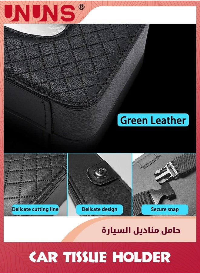 UNUNS Car Tissue Holder,Sun Visor Tissue Holder,Leather Auto Backseat Tissue Holder With Adjustable Strap,Hanging PU Paper Clip,Tissue Paper Holder Dispenser,Napkin Tissue Tray Container For Most Cars  - Image 3