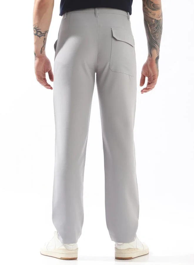 HIGH STAR Grey Trousers Solid Button Woven Full Cargo Mid-Rise for Men – Make every day iconic