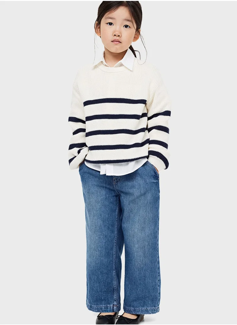 H&M Kids Wide Leg Paper Bag Jeans Elastic Waist