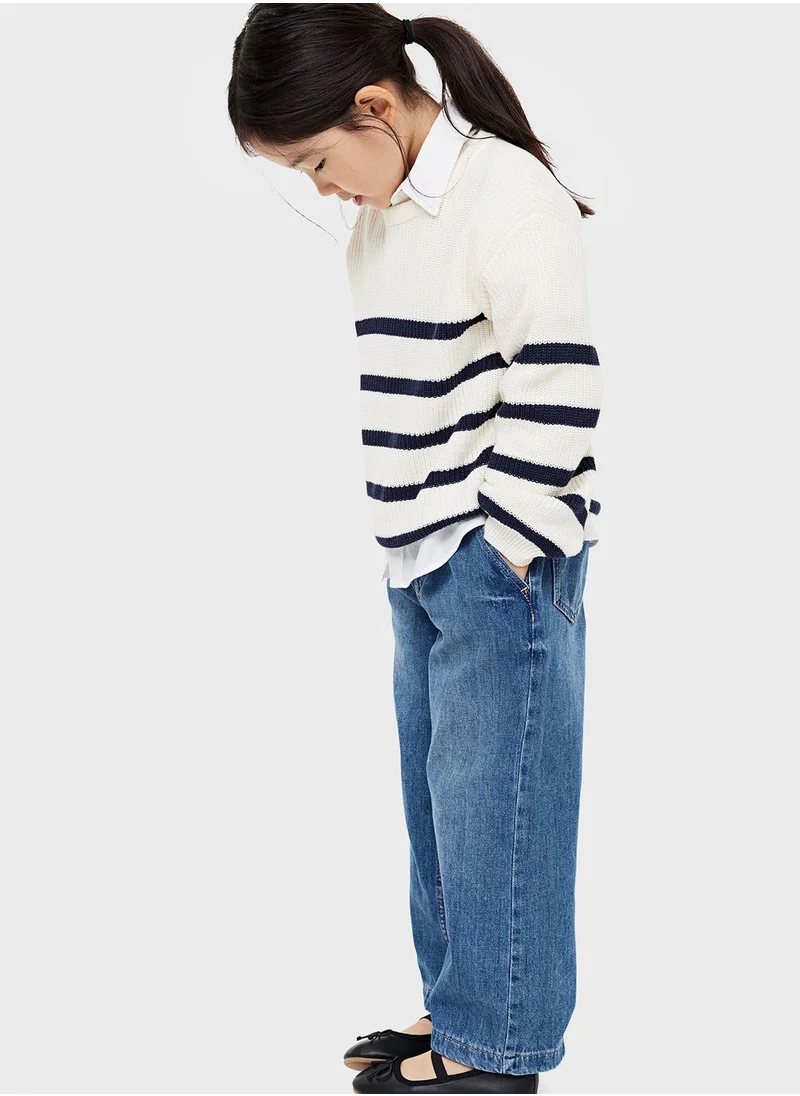 H&M Kids Wide Leg Paper Bag Jeans Elastic Waist