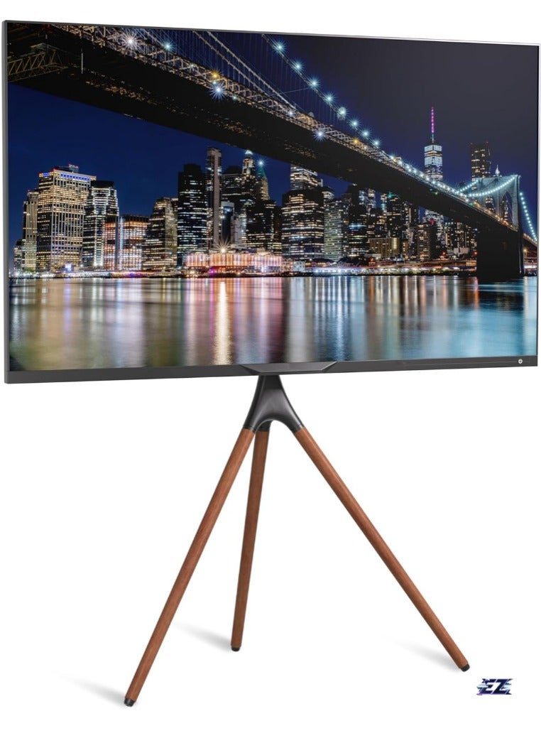 ELTRAZONE Adjustable TV Tripod Stand for 45-70'' LED/LCD/OLED Screens, 180° Swivel, Portable Floor Mount with Cable Ties, Stylish Brown Finish, 55lbs Capacity  - Image 1