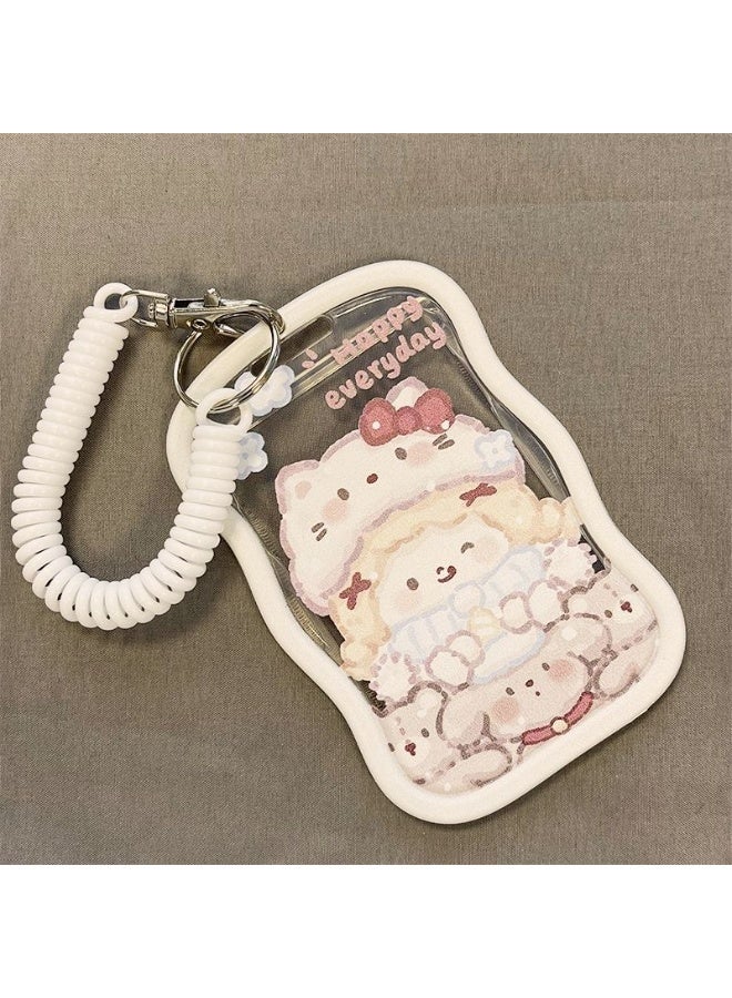 NIBEMINENT 1 - Piece Creative Bear Kpop Photo Card Holder Pendant Key Chain ID Badge Holder ID Card Holder Photo Card Protector for School ID Office ID Access Card for Women Girls