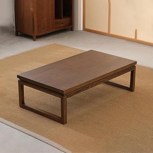 Crysellewoods Japanese Floor Table Wooden Low Modern Tatami Tea & Coffee Table Multifunctional Rectangular Wooden Tea Table for Living Room Home (Dark Brown) - Image 1